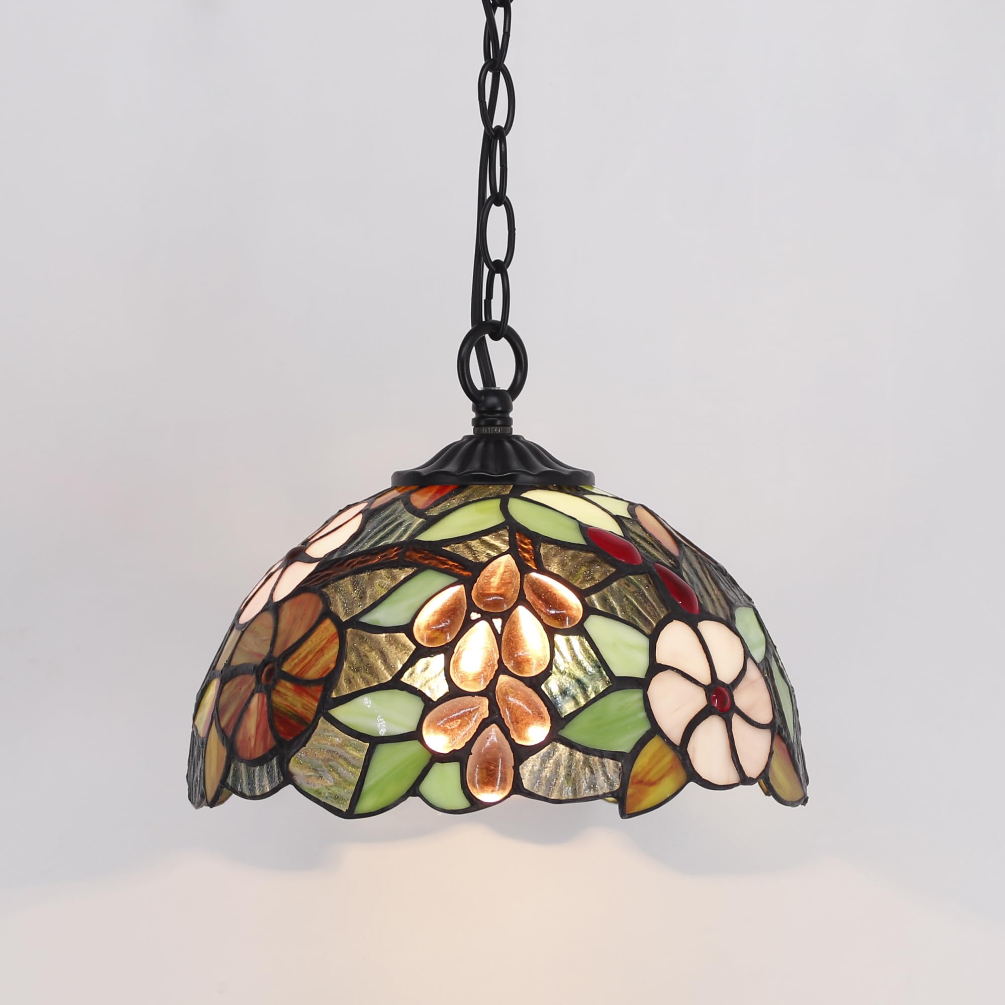 AVIVADIRECT Tiffany Pendant Light 10 Inch Stained Glass Green