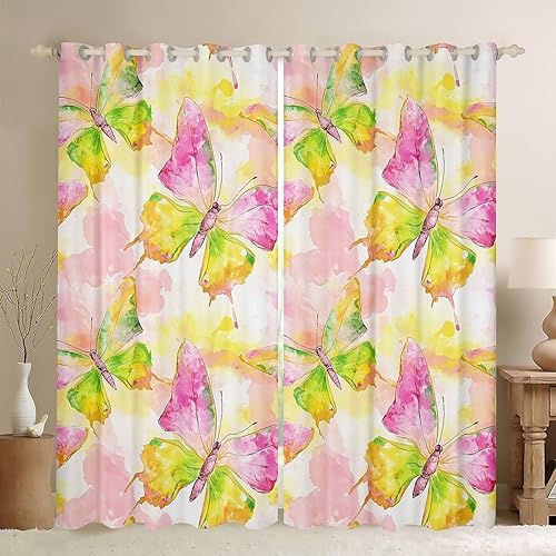 Miniatura 11 de Castle Fairy Daisy Florals Window Drapes 42" Wx63 L Hippie Flowers 50% Blackout Curtains for Kids Adults Women Bedroom Decor,70s Retro Floral Window