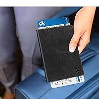 Vista 33 de FINTIE Soporte para pasaporte, cartera de viaje delgada con bloqueo RFID, funda protectora para pasaporte, esencial con ranuras para tarjetas