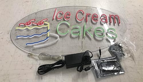 Miniatura 6 de Cartel de neón LED Ice Cream Cakes de 28 pulgadas de largo x 16 pulgadas de alto #34433