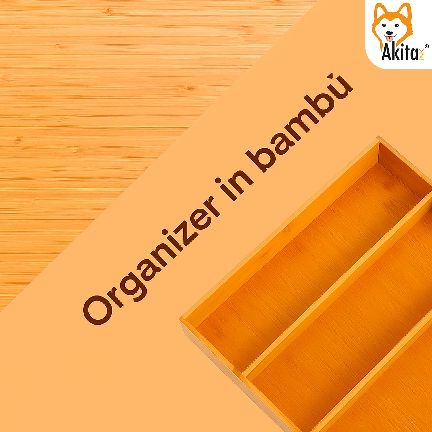 AKITAInk Porta Cialde in Bambù con Cassetto e Ripiano in Vetro - Organizer per Capsule, Cialde e Tisane - Porta Capsule Caffè, Bustine Tè e Zucchero - Perfetto per Angolo Caffè Casa e Ufficio