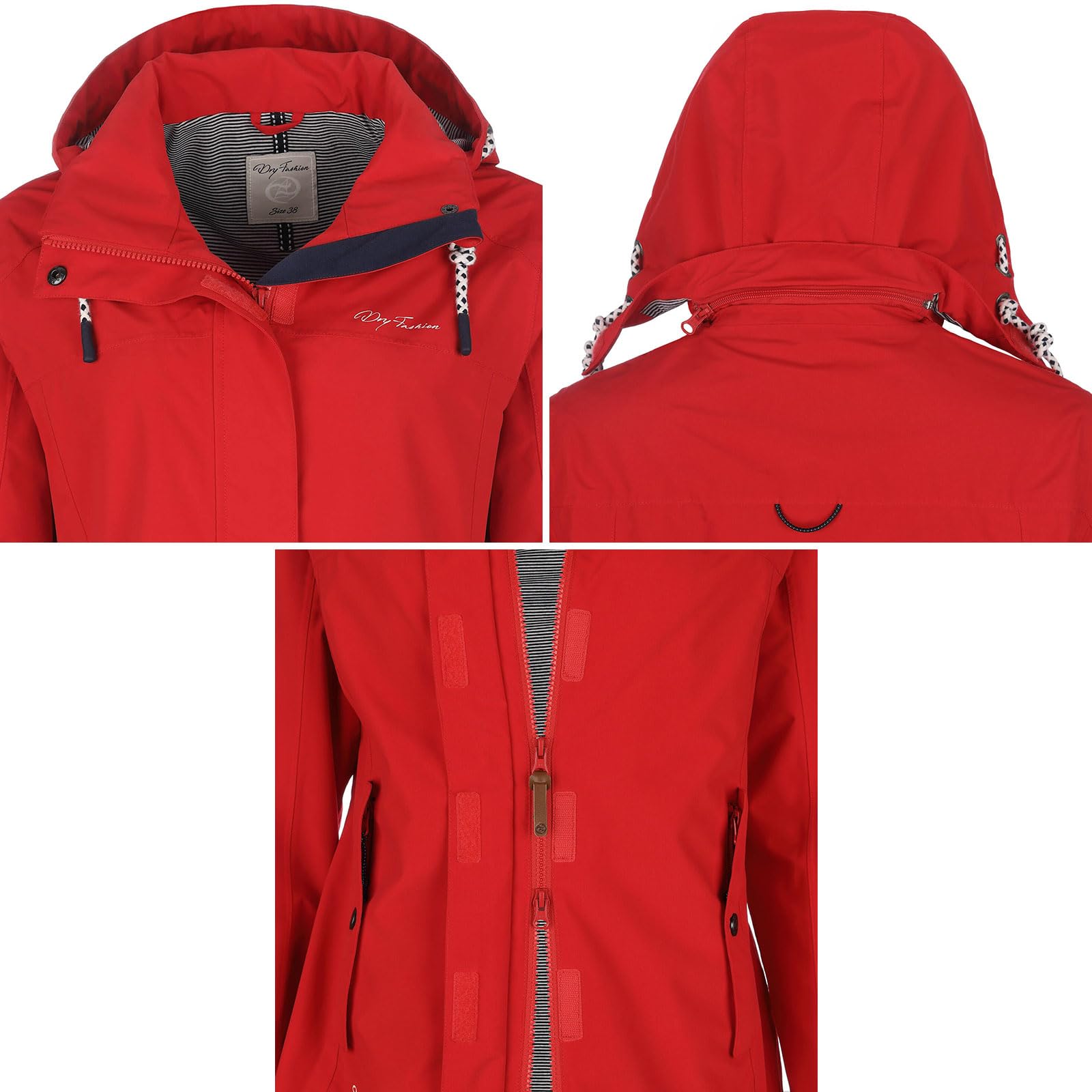 Dry Fashion Damen Funktionsjacke Norderney - Jacke in Grün, Größe 40 | Wind- & wasserdicht, Atmungsaktiv, Verschweißte Nähte, Abgedeckter 2-Wege-Reißverschluss, Verstellbare & abnehmbare Kapuze