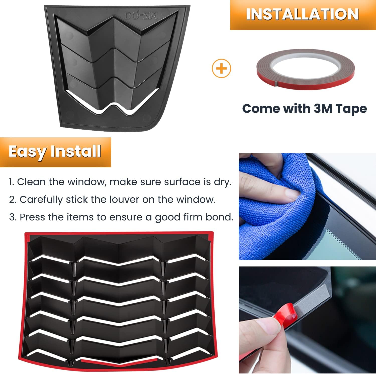 Rear+Side Window Louver for Dodge Charger 2011-2024 SXT GT R/T Scat Pack SRT Hellcat Widebody Redeye Daytona Windshield Sun Shade Cover GT Lambo Style Accessories All Weather ABS (Matte Black)