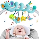 Spiral Car Seat Activity Toy, Stroller Arch Baby Crib Hanging Toy with Rattle, Squeaky, Ringing Bell for Bassinet, Stroller, Crib for Infant Newborn Boy Girl Ages 0-12 Months