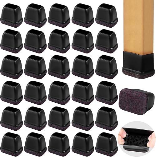 Miniatura 34 de 24 protectores rectangulares de suelo para patas de silla con fieltro, pequeñas tapas de silicona para patas de sillas para suelos de madera dura