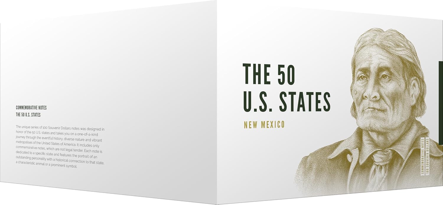 IMPACTO COLECCIONABLES | New Mexico Souvenir Dollar Note – Novelty Collectible Banknote with UV Details (Not Legal Tender), Part of The 50 U.S. States Commemorative Collection