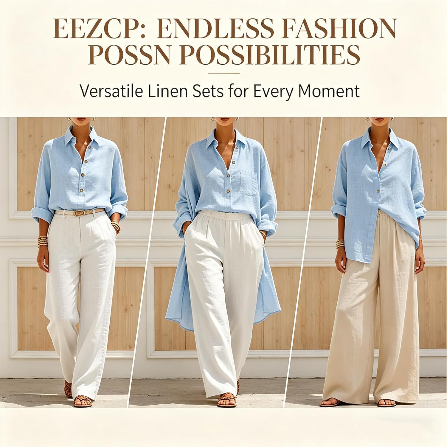 Women's Batwing Sleeve Linen Cotton Two Piece Set Casual Shirt & Wide Leg Pants Outfit Women's Shirt Suit