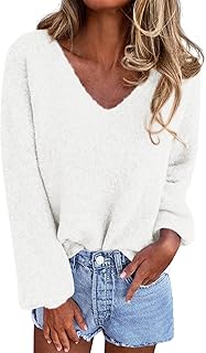 Sweaters for Women Fall 2025 Oversized V Neck Cozy Cute Casual Long Slee...