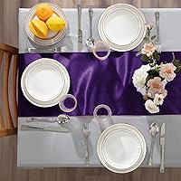 Vista 4 de KKJIAF Paquete de 12 caminos de mesa morados de 12 x 108 pulgadas, camino de mesa rectangular de seda satinada suave para bodas, banquetes