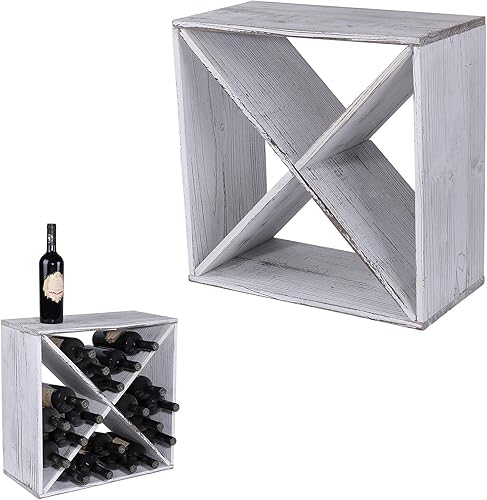 fdjamy Estante de vino para encimera de madera, apilable, almacenamiento rústico, estilo retro, cubo de 24 botellas, estante de vino de madera
