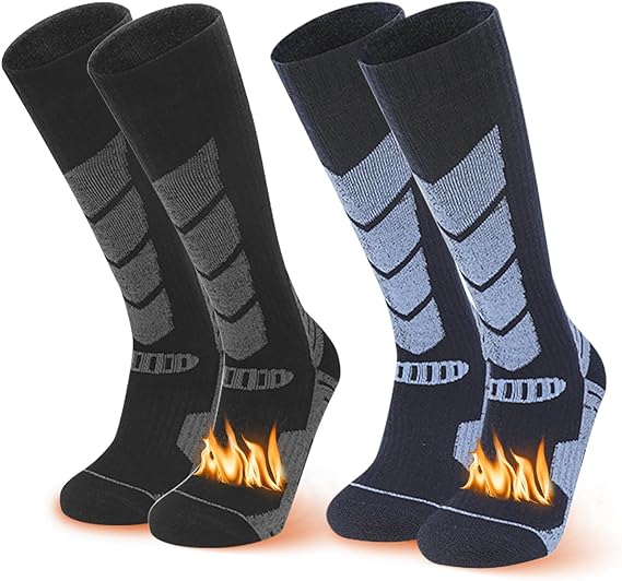Calcetines Térmicos De Esquí Para Hombre Y Mujer - 2 Pares, Algodón Elástico, Talla 39-42