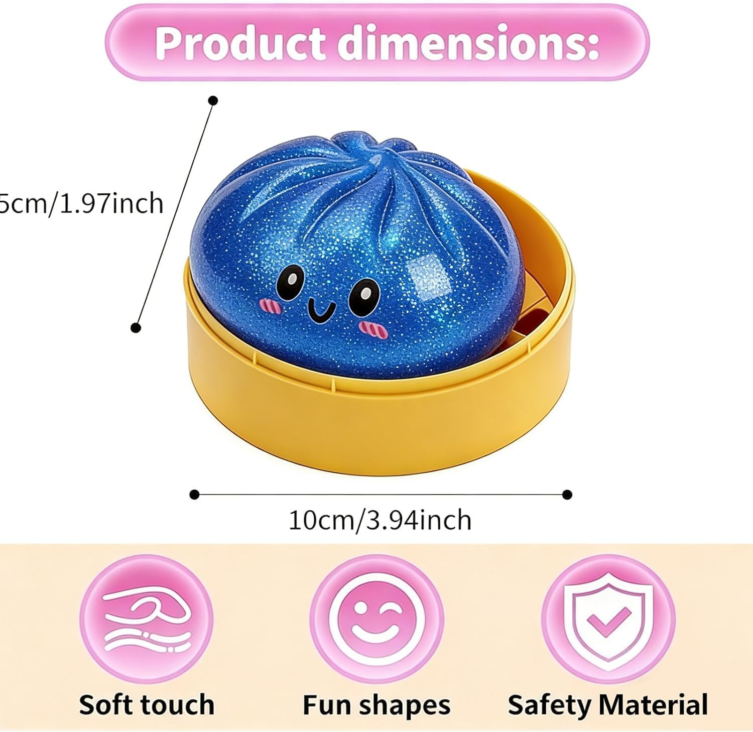 2 Pcs Dumpling Squishies, Slow Rising Glitter Dumpling Mystery Box, Colorful Dumplings Stress Relief Fidget Sensory Toy Gifts for Kids Adult