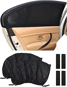 ESEWALAS Car Window Shades,Car Window Covers,Adjustable Elastic Fabric Sun Shade for Automotive Heat and UV Protection,Breathable Mesh Windows Screen,Fits Most Cars,Sedans,SUVs,MPVs,Pickup,Truck