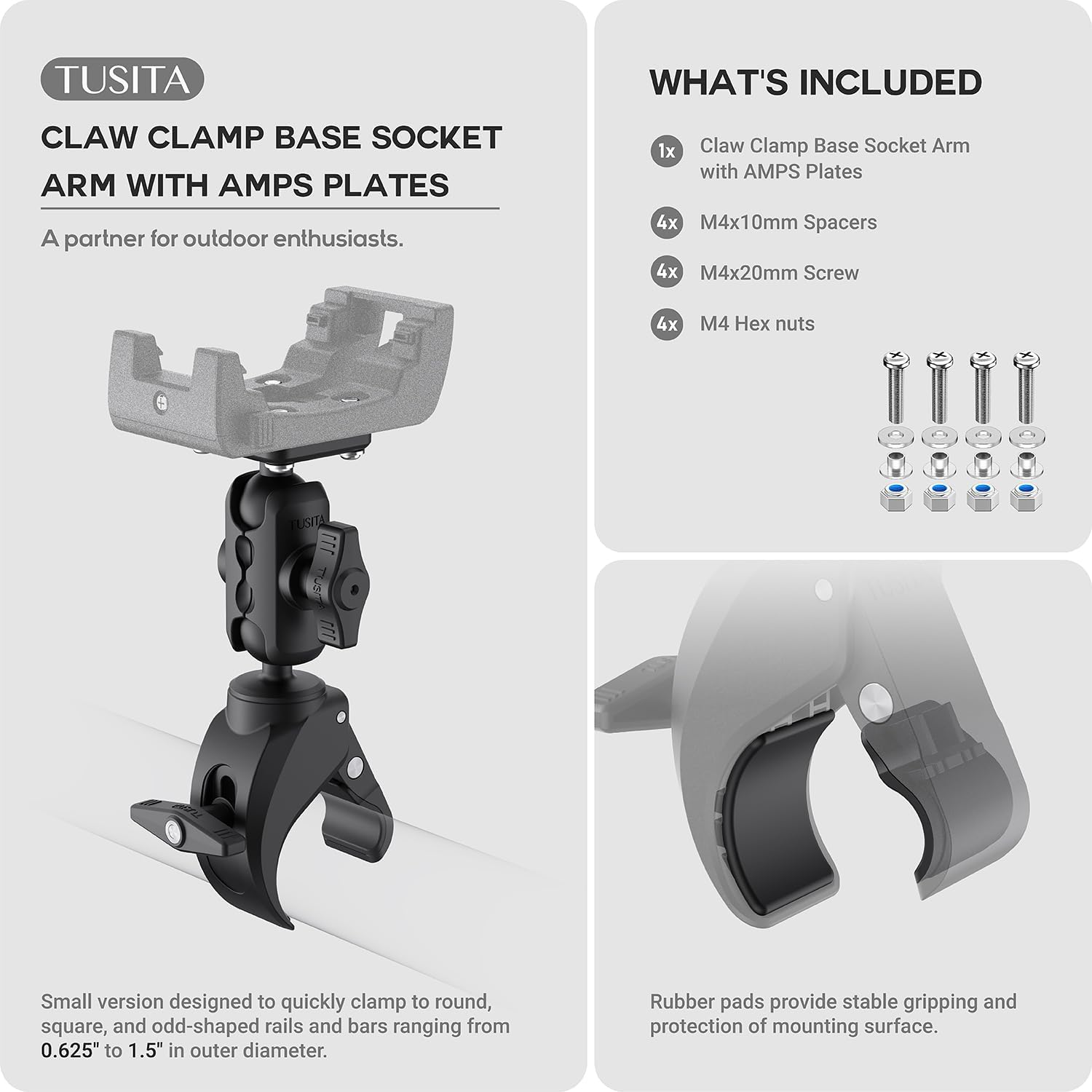 TUSITA Motorcycle ATV/UTV Mount Compatible with Garmin Montana, Zumo XT - Claw Clamp Base