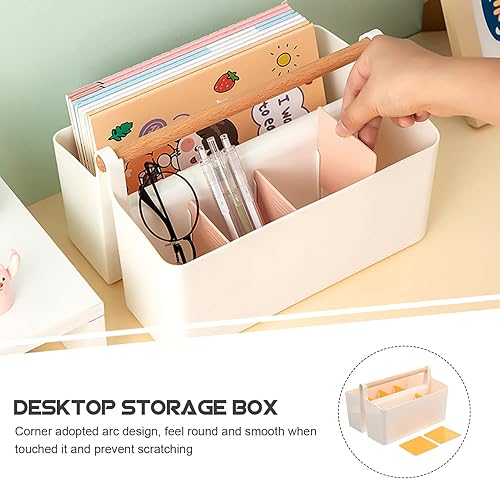 Miniatura 7 de Ciieeo Organizador portátil de plástico para manualidades, cesta dividida con asa para manualidades, suministros de arte, maquillaje, lápices de