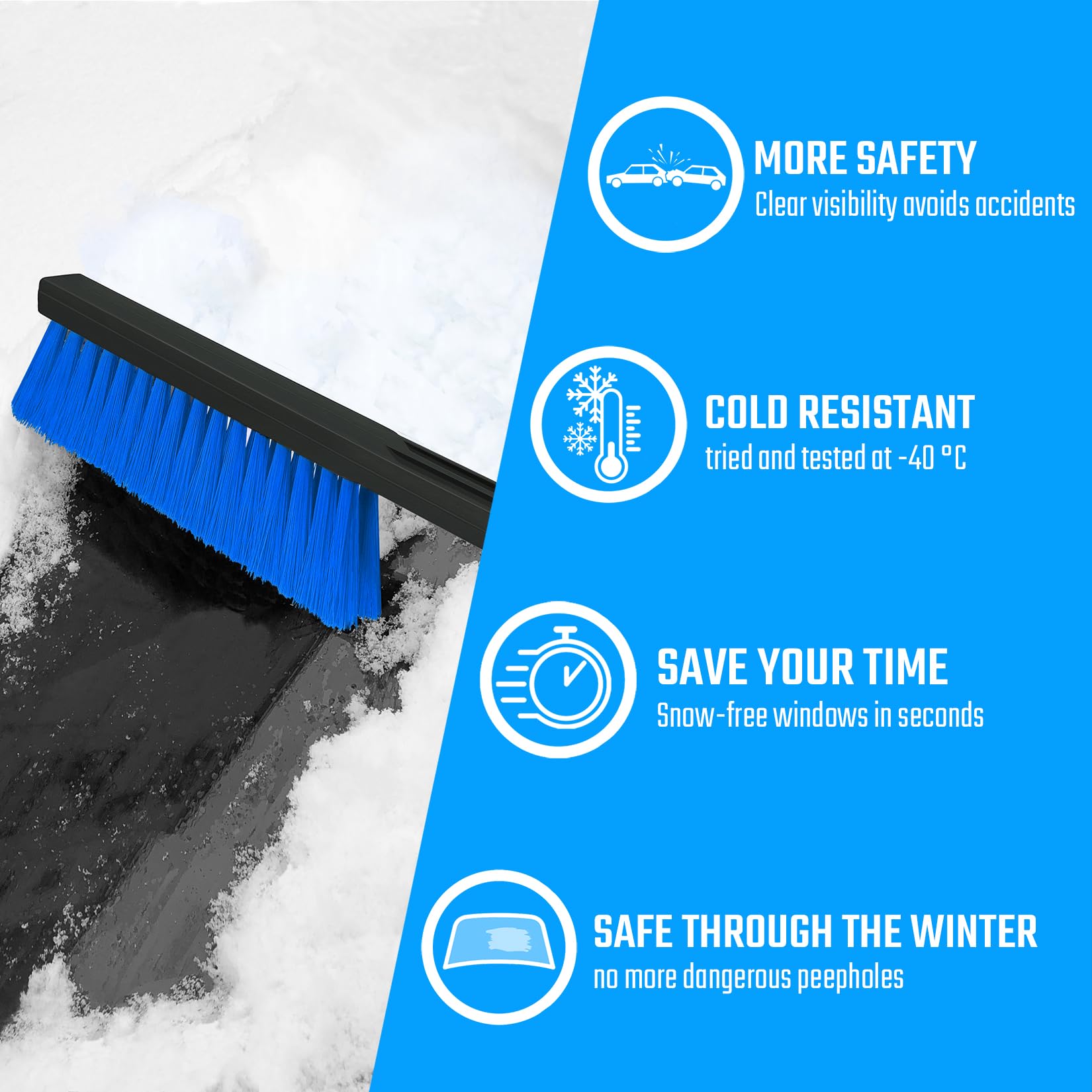 L&P A059-2 Spazzola da Neve Lunga Invernale per Auto 2 Pezzi Nero Blu