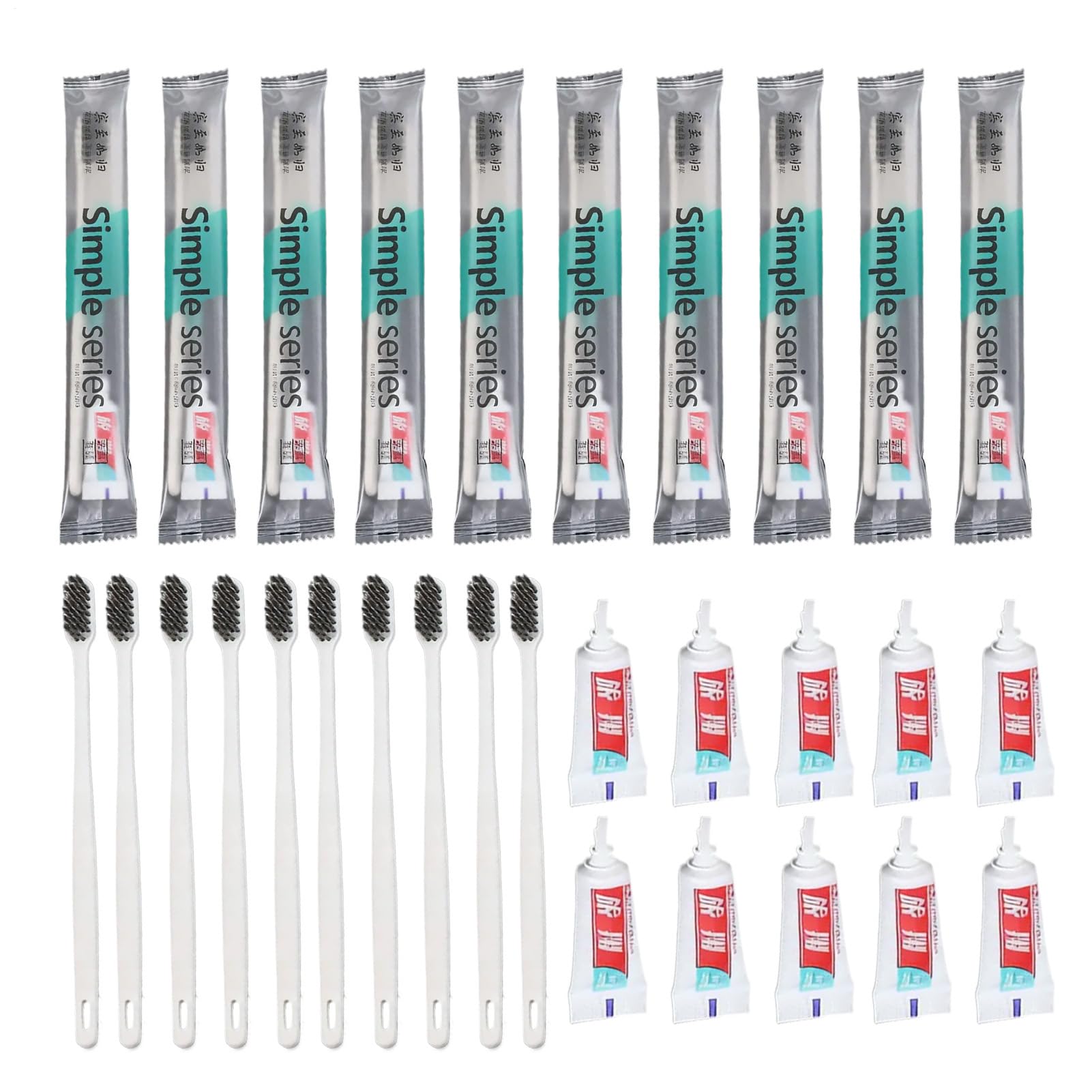 Travel Brush with Toothpaste 20 Pieces Hygiene Kit Portable Brush for Travel Camping Hotels Gym School Hospital Briefcase