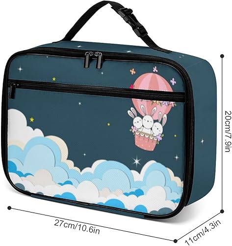 Miniatura 3 de Linda lonchera reutilizable con diseño de conejo, bolsa de almuerzo aislada, lonchera para comida y alimentos, bolsa de mano para mujeres, niños,