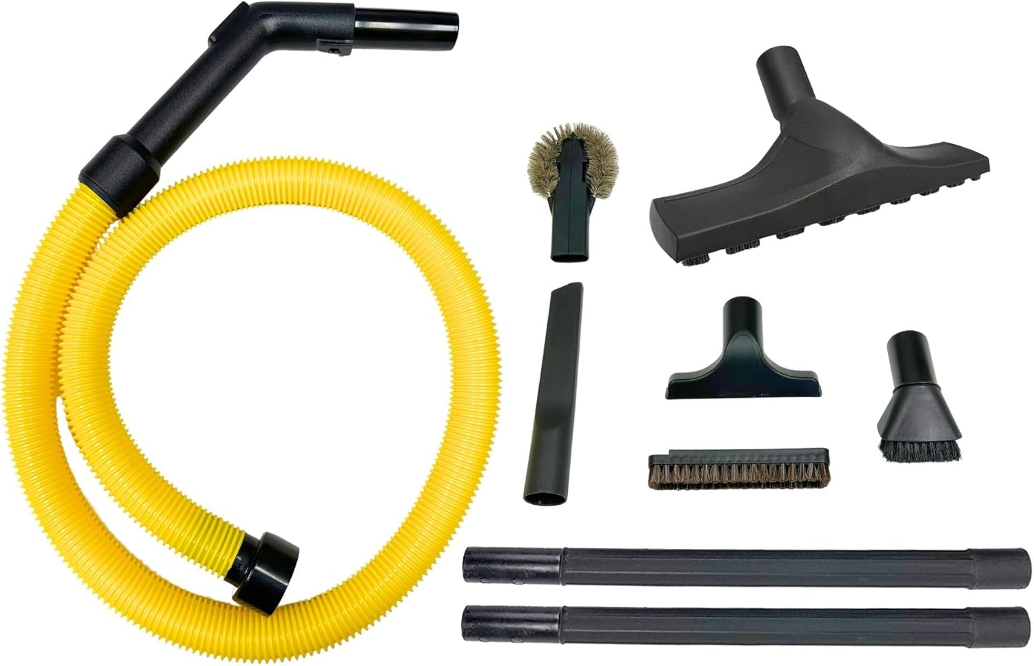 Wessel-Werk Safety Yellow Vacuum Hose Set with Wet and Dry Use Vacuum Attachments, 2-1/4 Inch Vacuum Cuff, 1-1/4 Inch Hose, Compatible with Craftsman, ShopVac, Ridgid and More
