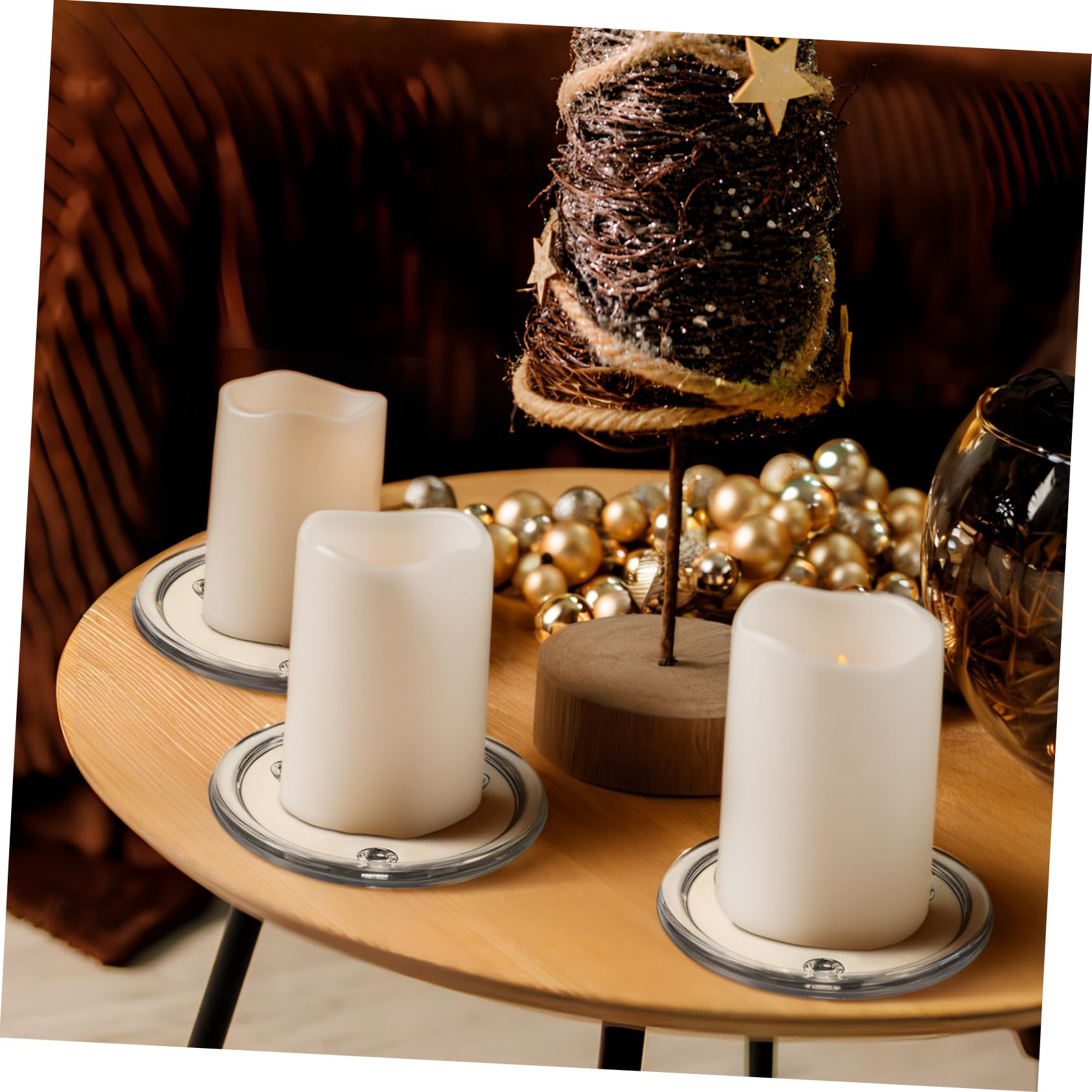 GARVALON Set 3 Pezzi Poggia Candele Rotondo in Vetro Raffinato e Decorativo per Cena, Matrimonio e Festa Design Curato e Funzione di Abbellimento