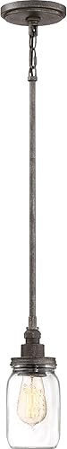 Miniatura 2 de Quoizel SQR1504RK Squire Farmhouse Mason Jar Mini iluminación colgante, 1 luz, 100 vatios, negro rústico (10 pulgadas de alto x 4 pulgadas de ancho)