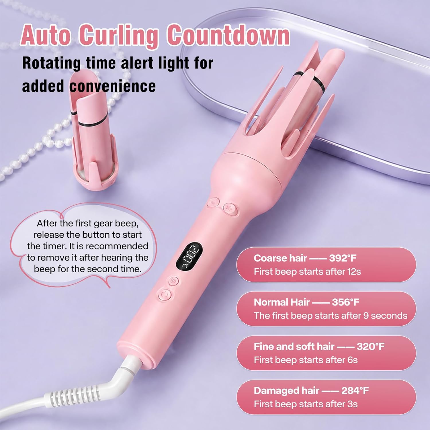 3-in-1 Automatic Curling Iron, Rotating Curling Iron,1" 1.25" 1.5" Barrels