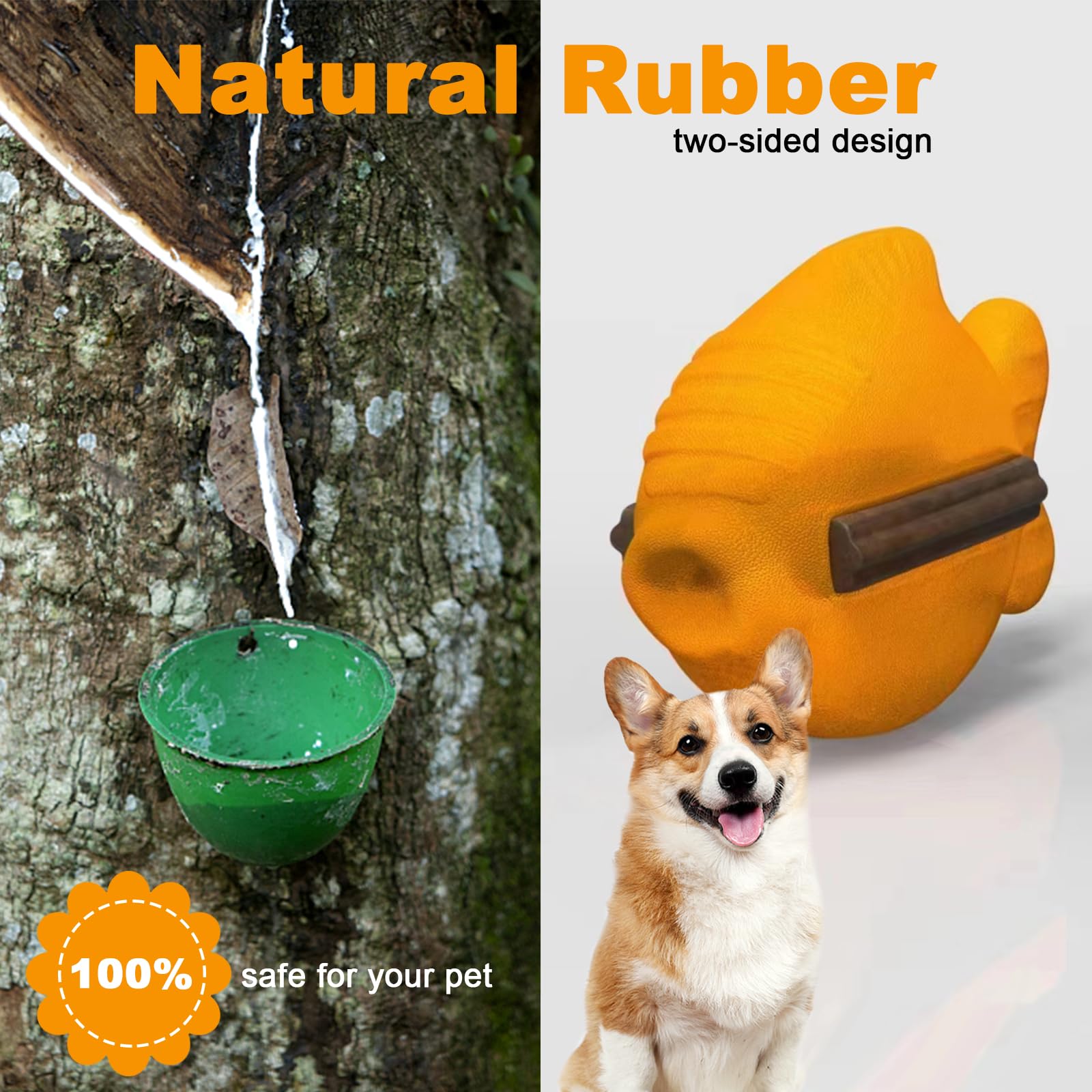 GNKatze Dog Chew Toys: Goldfish-Shaped, Tough Natural Rubber Toys for Small & Medium Dogs - Stuffable Snack Toy with 8 Chew Sticks - Image 4