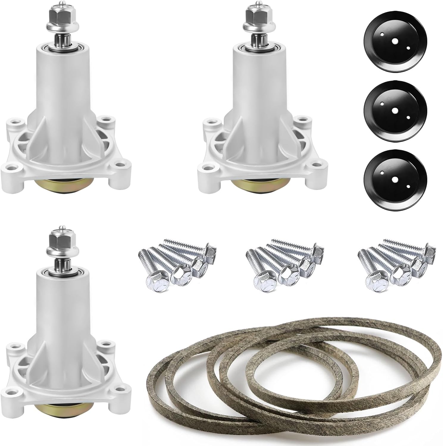 54 Inch Mower Deck Rebuild Kit Replace for Husqvarna/Craftsman LGT2654 YTH2454 GTH2654T YTH24V54, with 3 Spindles 187292 192870, 3 Pulleys 153535 173436, 1 Belt 196103 with 148 1/2 Inch