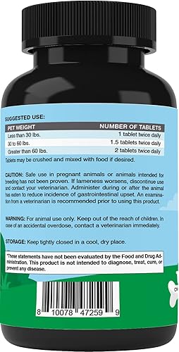 Miniatura 4 de Vitamatic Suplemento para la salud de las articulaciones y la cadera de máxima fuerza para perros, 120 tabletas con sabor a pollo, hecho con