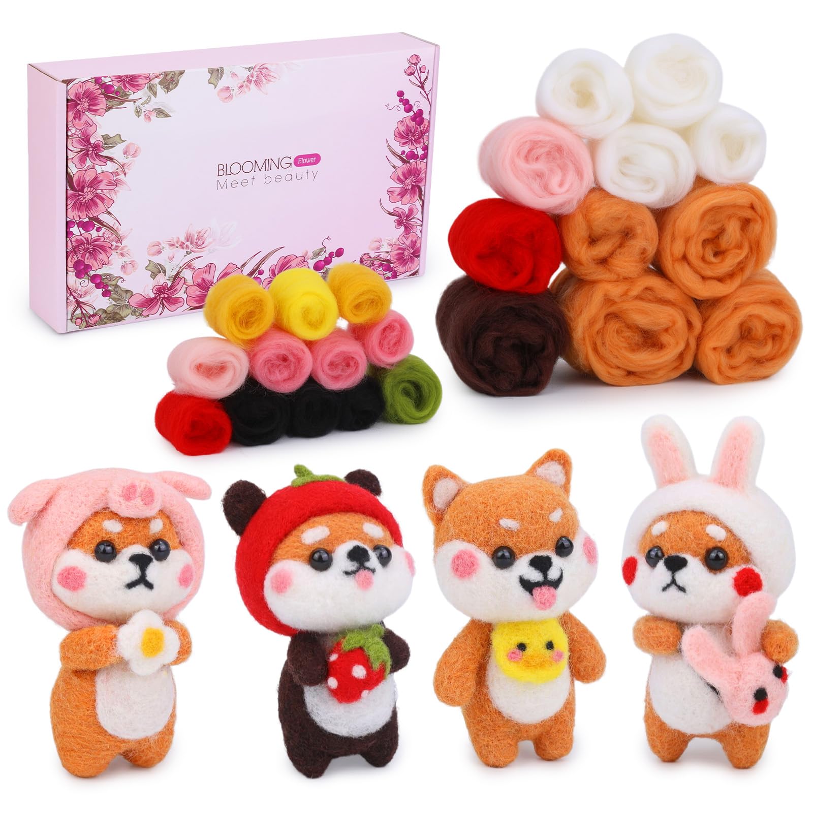 Kit Feutrage Laine 50 Couleurs Avec Aiguilles - Débutant DIY, Artisanat, Création Petits Animaux & Décoration