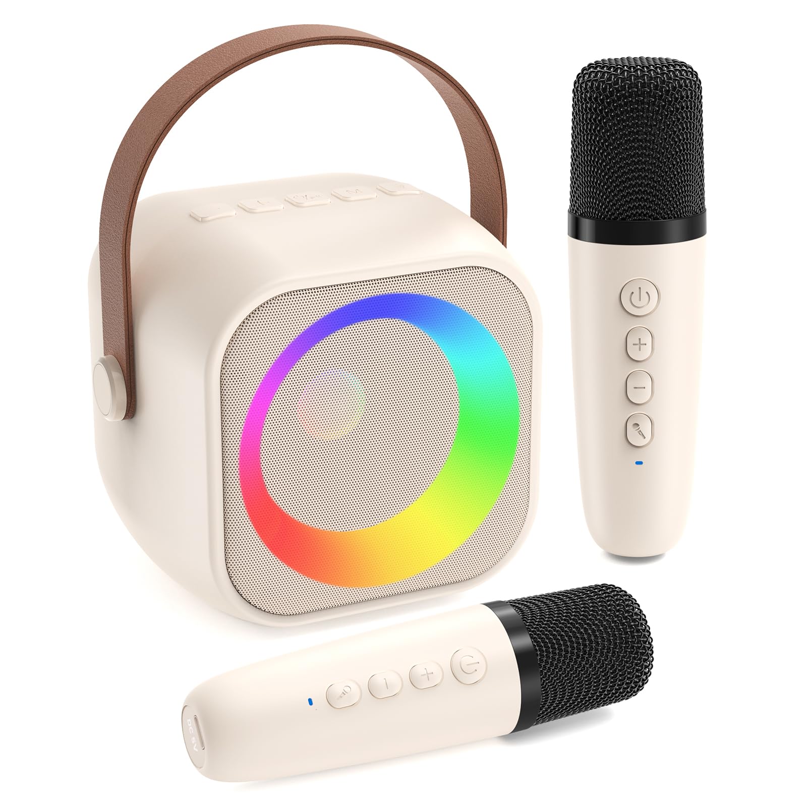 Jeefu Karaoke Machine Children with 2 Microphones, Toy for 3-12 Year Old Girls Gifts, Mini Children's Karaoke Microphone Machine Toy, Gifts for 5 6 7 8 9 10 11 Years Teens Girls