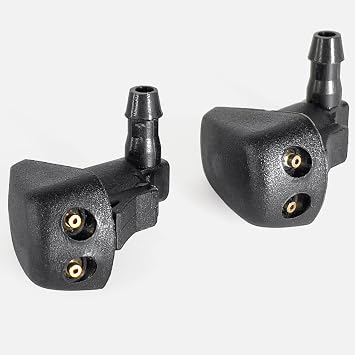 Click&Fit 2-pcs Windshield Washer Nozzles compatible with Mazda 3/5/6 2002-2011, Black Plastic, Globe Valve, Automotive Windshield Washer Nozzles