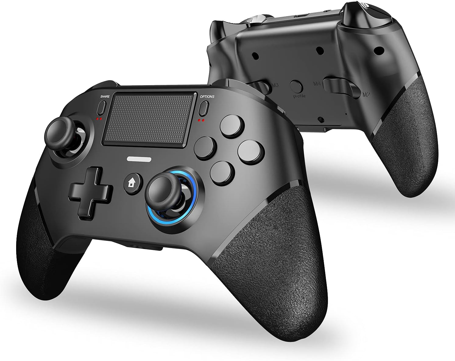 GCHT GAMING Wireless Controller for PS4, with Turbo Dual Vibration, Compatible for PS4 Slim/PS4 Pro. Game Joystick Gamepad for PC, Steam, Android and iOS, MAC Bluetooth 5.0 (Dark Black)