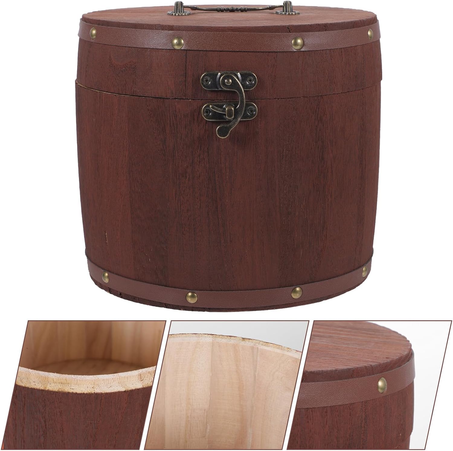 Wooden Tea Container with Lid, Airtight Food Storage Jar 25x25x20cm, Multipurpose Kitchen Canister for Coffee, Sugar, Candy, and Pantry Organization