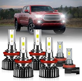 Fit For Toyota Tacoma 2016-2022 LED Headlight Bulbs Combo H11 High Beam+H11 Low Beam LED Headlight+H11 LED Fog Light Bulbs Kit,6000K Cool White Super Bright,6pcs led bulbs