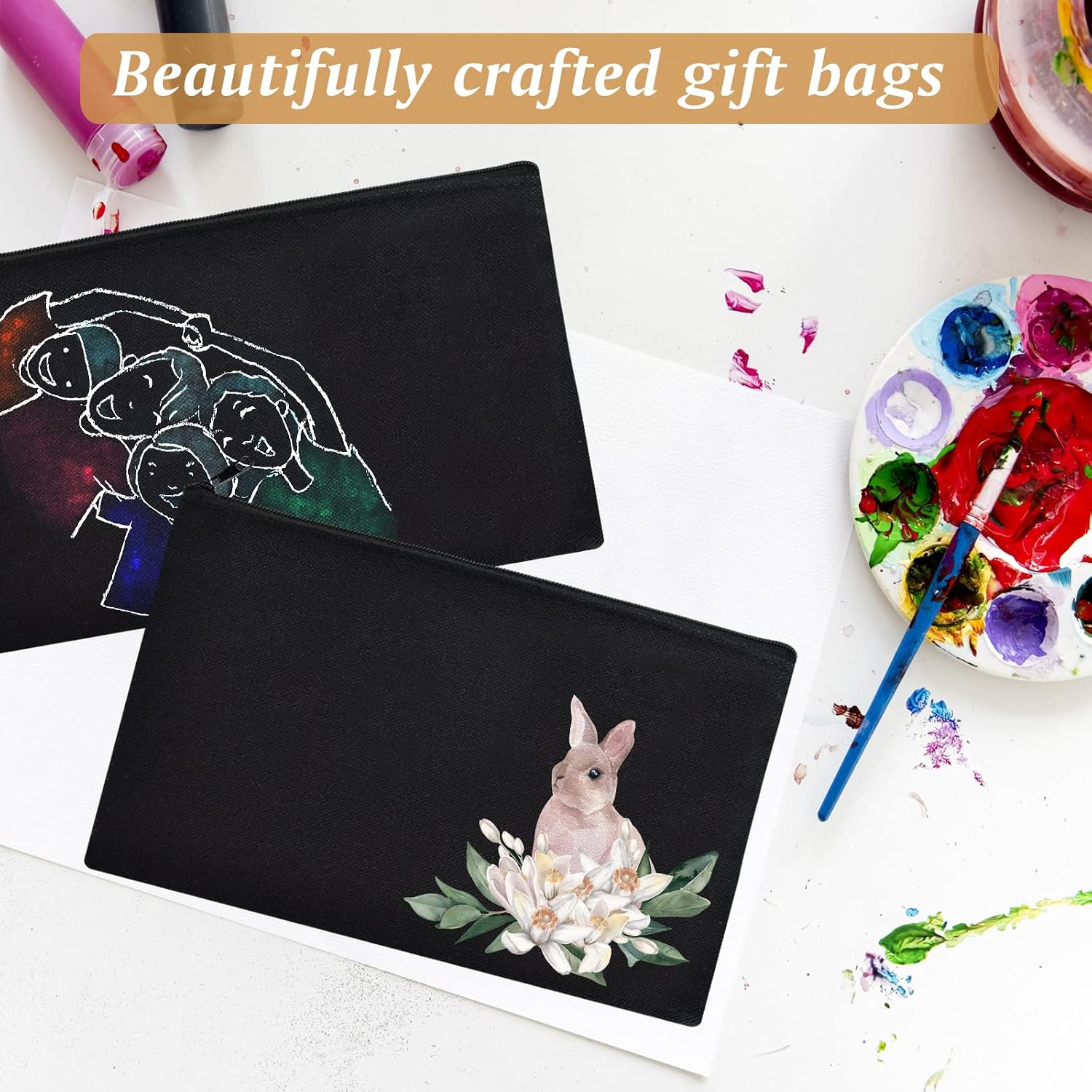 ZeeDix Canvas Zipper Pouch Bulk – 8.3 x 5 Inches Cotton Canvas Pouches with Zipper, Canvas Pencil Pouch, Makeup Bags Bulk for Travel Cosmetic Toiletry, Multipurpose Zipper Pouch for DIY Craft Storage