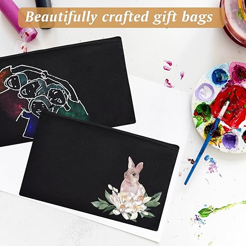 Vista 66 de ZeeDix Bolsa de lona, bolsa de cosméticos multiusos con cremallera, bolsa de lona con cremallera para manualidades, bolsas de maquillaje en blanco