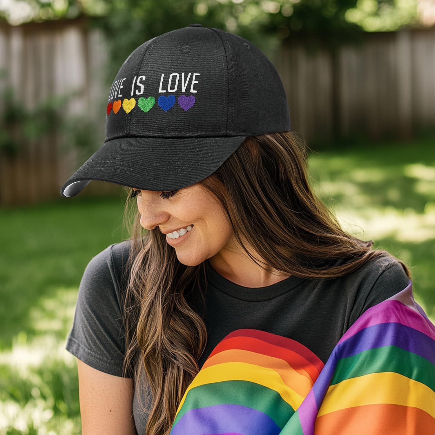 Gay Pride Trucker Hat for Men and Women Rainbow LGBT Embroidered Adjustable Washable Baseball Cap Accessories Gifts