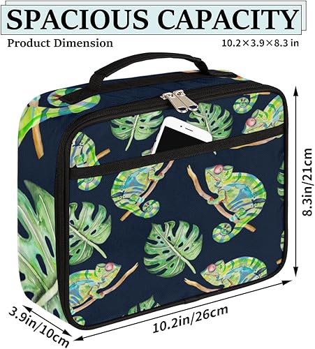 Miniatura 6 de Bolsa de almuerzo reutilizable con diseño de hojas camaleones, bolsa de almuerzo aislada para hombres y adultos, a prueba de fugas, lonchera para