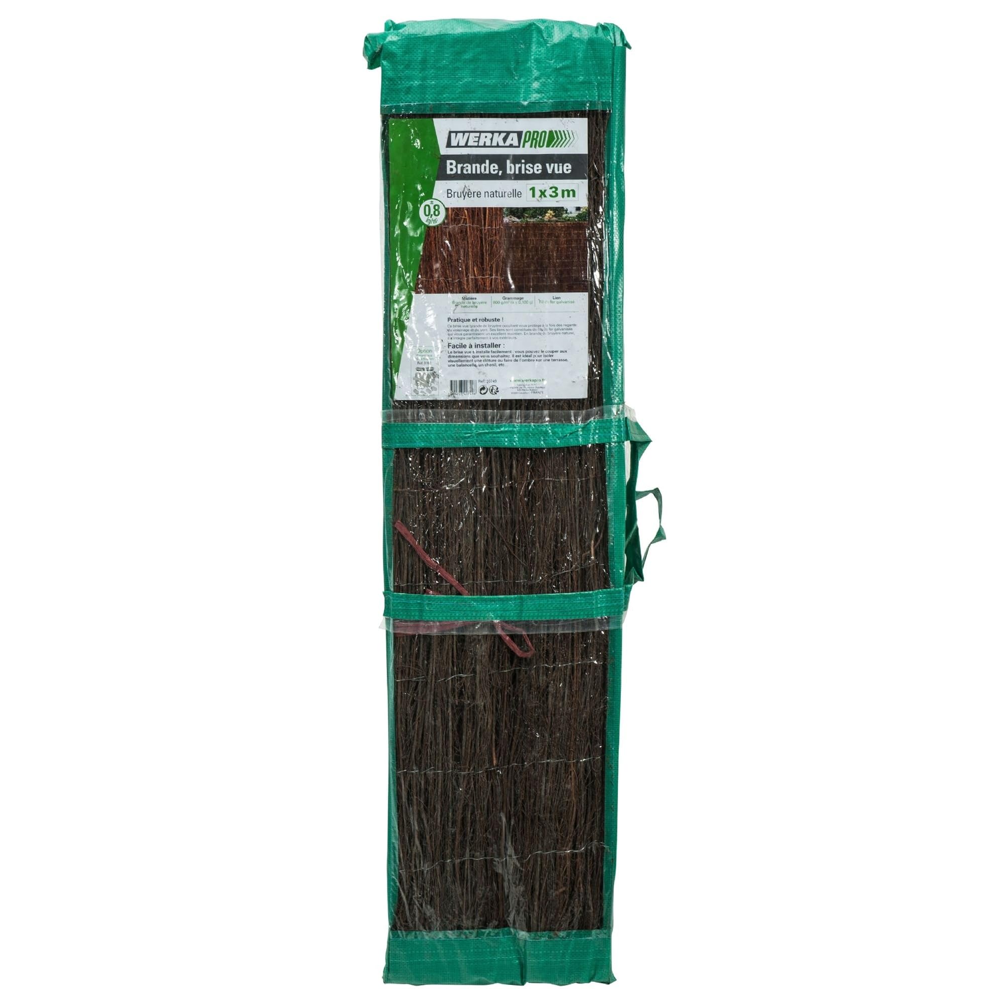 Brise vue jardin - Brise vue occultant - Rouleau Brise vue - WerkaPro 10749 - Brise Vue - En Bande de Bruyère Naturel - 1 x 3 m - Pour isoler un espace extérieur