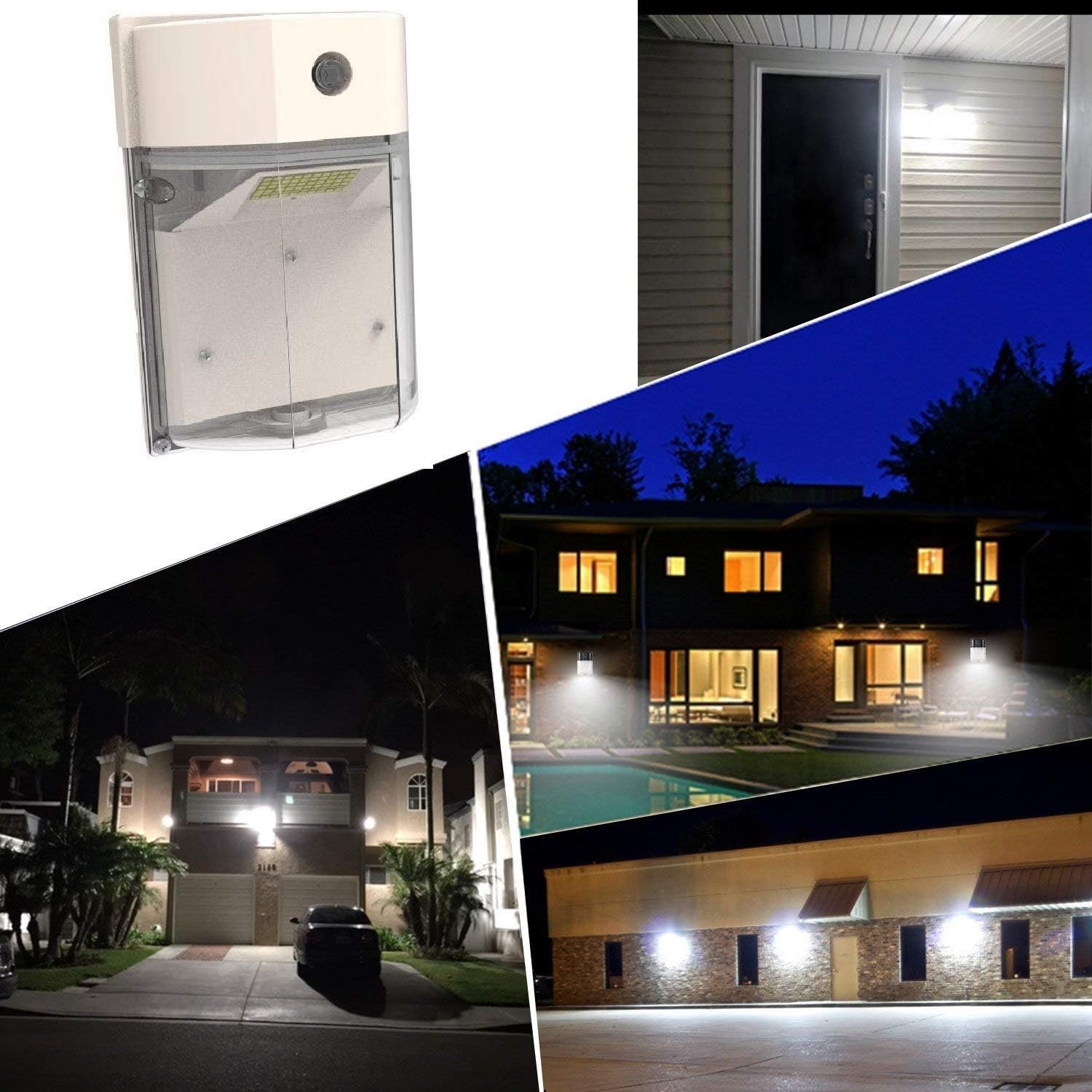 LEDONE LED Wall Pack Light with Dusk to Dawn Sensor, Multi-Wattage 8W/10W/15W/25W & Multi-CCT 3000K/4000K/5000K, IP65 Outdoor Waterproof Security Flood Lighting, 120-277Vac, ETL & DLC Listed, 2PK