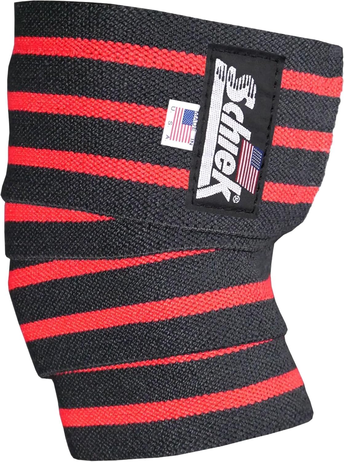 Schiek Sports Model 1152 Heavy-Duty Cotton Elastic Elbow Wraps - Elbow Wraps for Weightlifting (Black/Red)