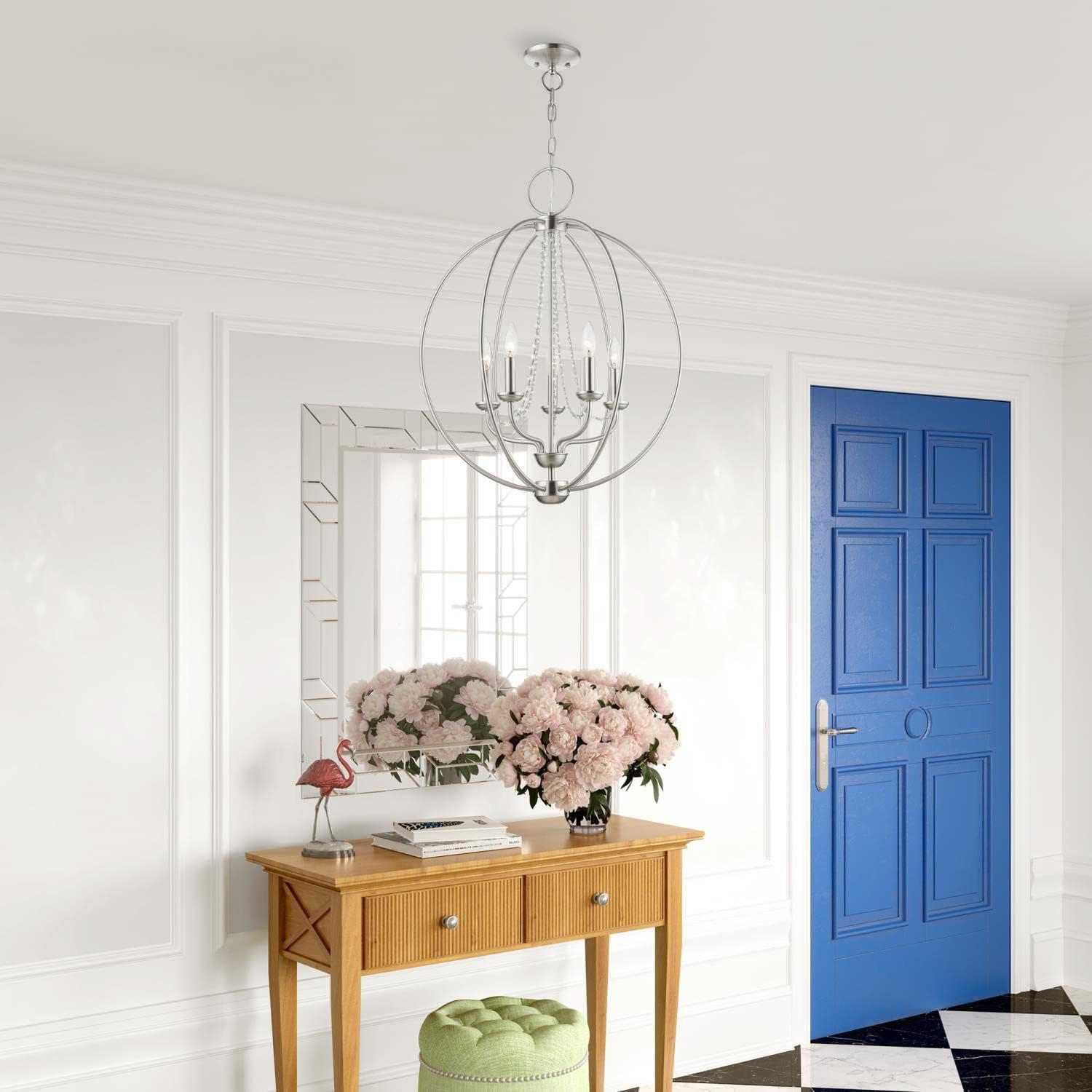 Livex Lighting, 40915-91, Arabella, Globe Chandelier, Brushed Nickel