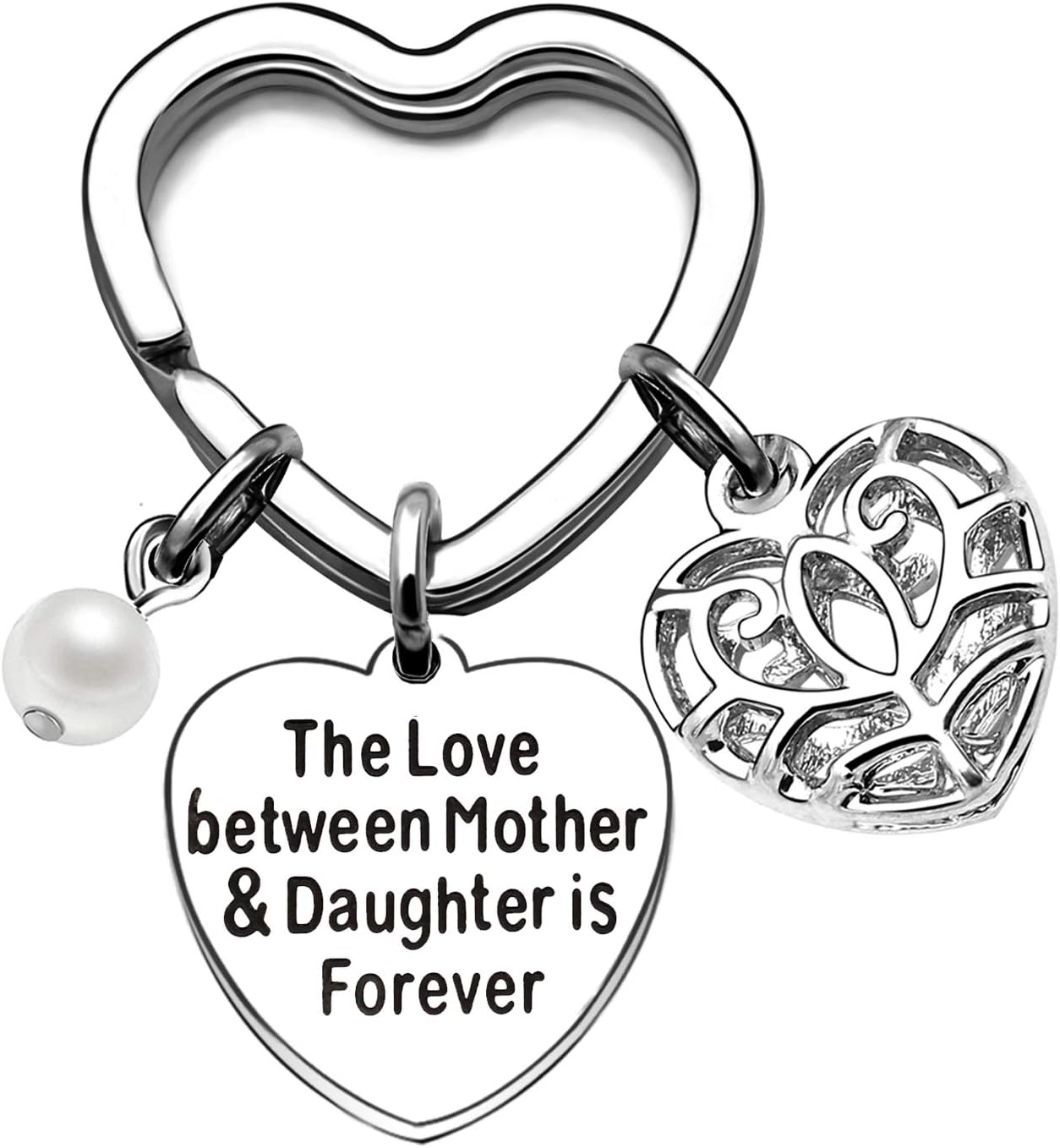 KENYG The Love Between Mother and Daughter is Forever Silver Stainless Steel Key Ring Key Tags Family Gifts