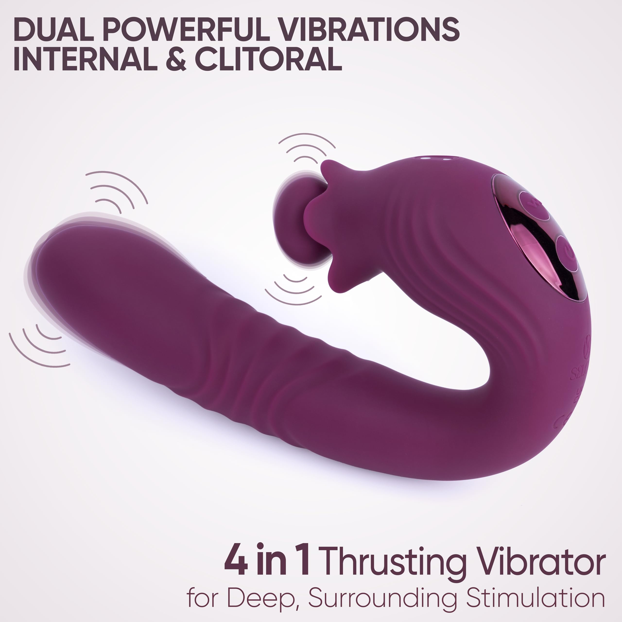 SELOVE Vibratore Rabbit con Spinta e Punta Clitoridea Rotante – 5-in-1 (Viola)