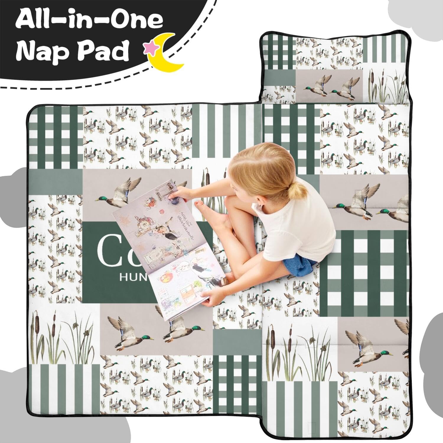 Personalized Toddler Nap Mat for Boys and Girls – Custom Name Wild Ducks Sleeping Bag with Pillow & Blanket – Soft & Portable for Daycare, Preschool & Kindergarten