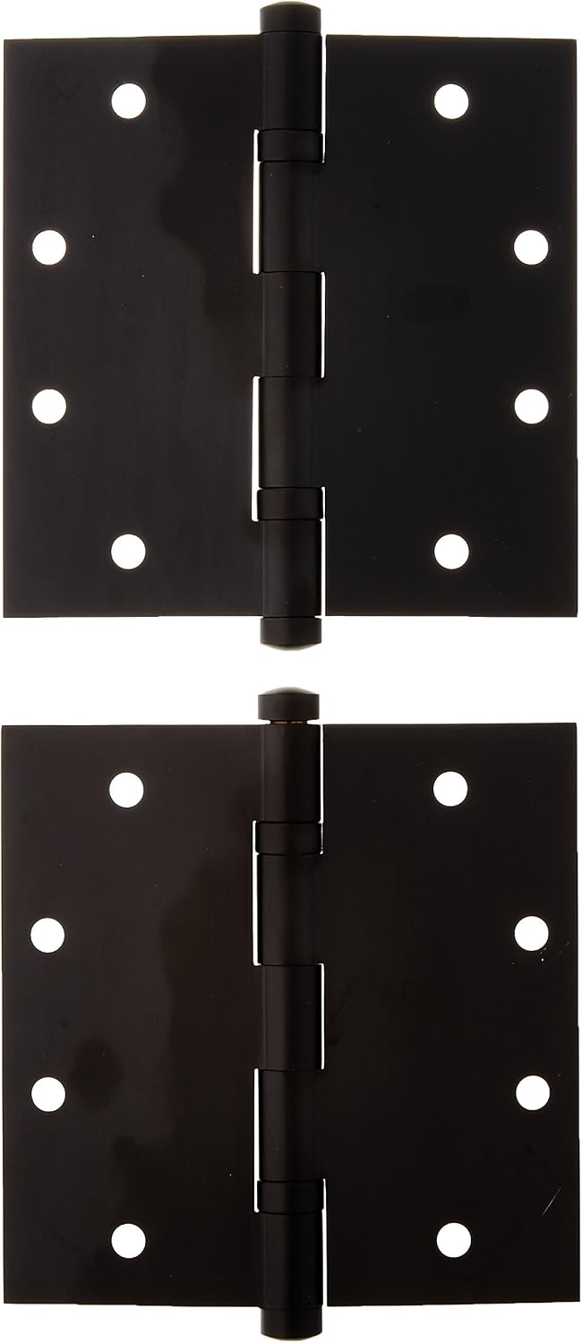 idh by St. Simons 86000-005 Premium Quality Solid Brass Ball Bearing Hinges, Pair, 4" x 4", Antique Brass