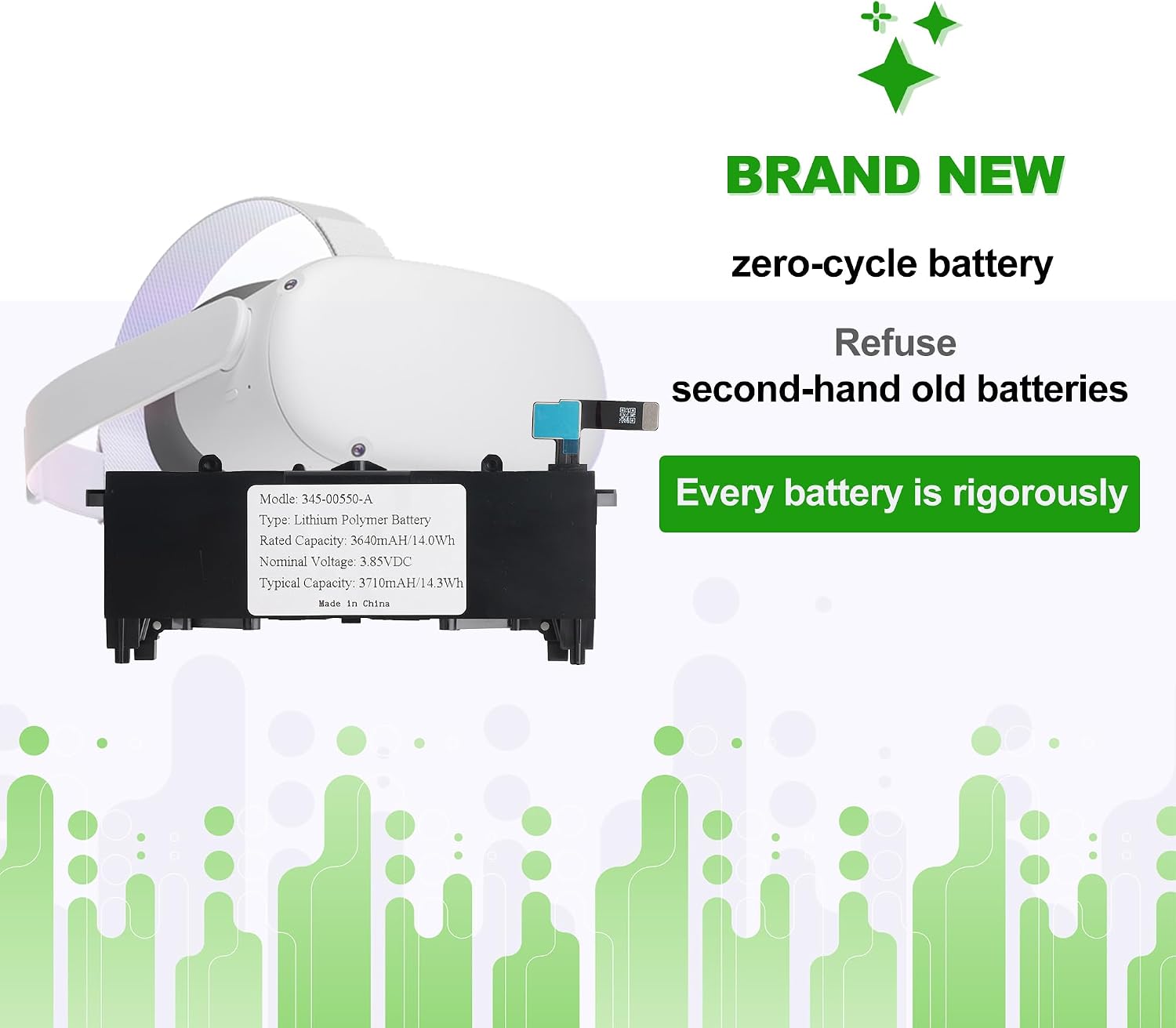 345-00550-A 3.85V 3640mAh Battery, Compatible with Q-uest 2 VR Headset,Comes with a Battery Installation Tool