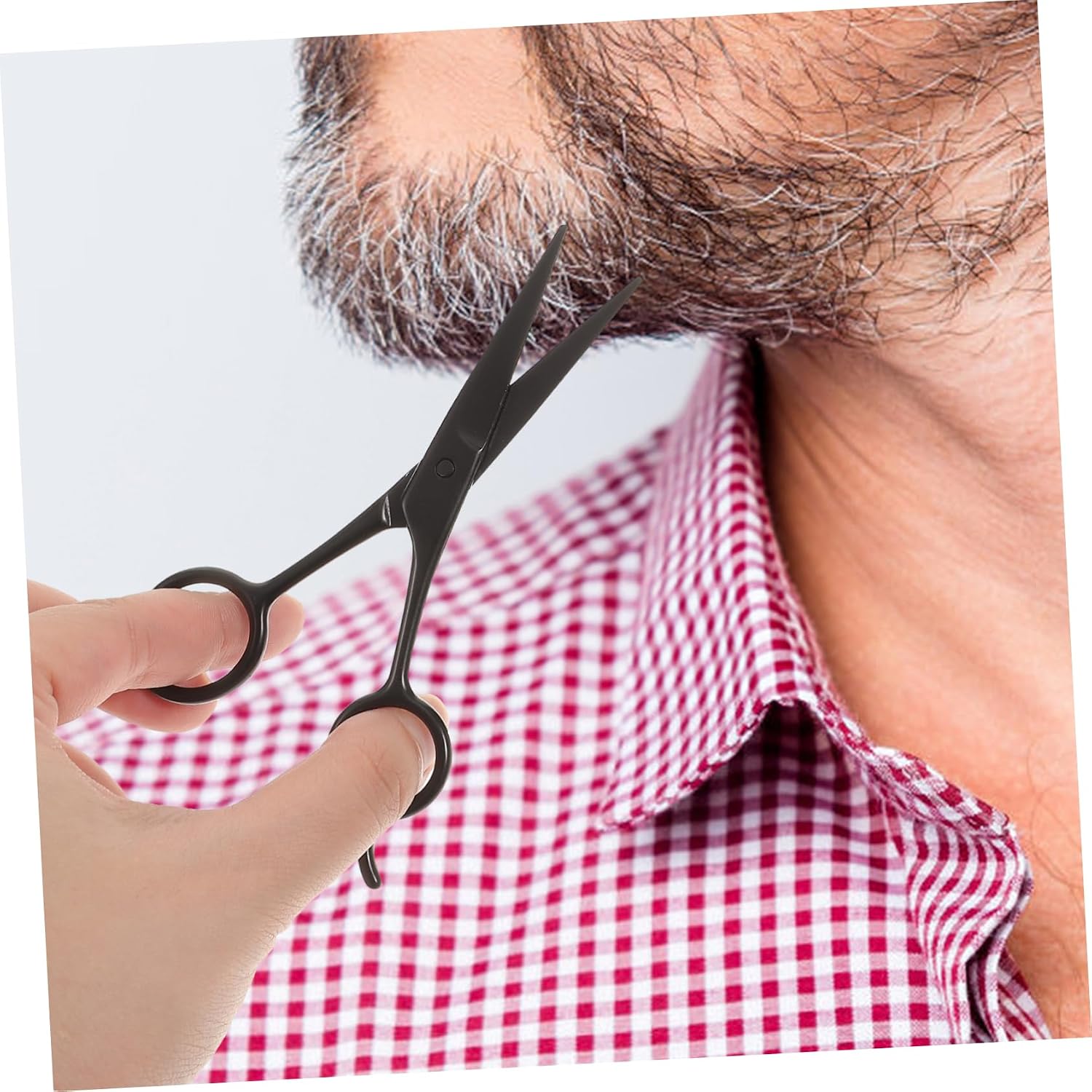 NOLITOY 3Pcs Beard Scissors Set with Stainless Steel Mustache Trimming Shears and PU Leather Storage Bag for Precise Grooming at Barbershops and Home Use
