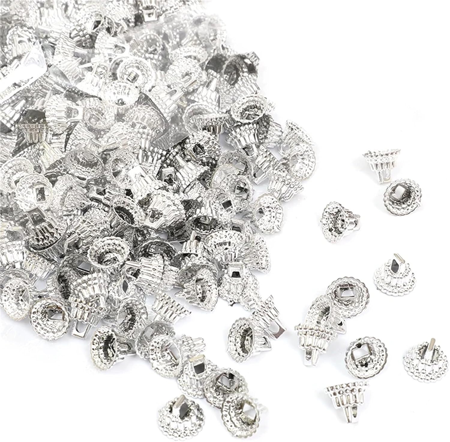 Ornament Caps 400 Pcs Round Plastic Christmas Ornament Caps with Removable Metal Hangers(A02)
